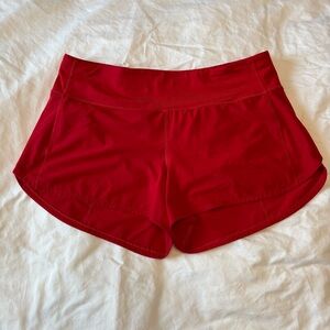 Lululemon size 12 red speed up mid rise shorts